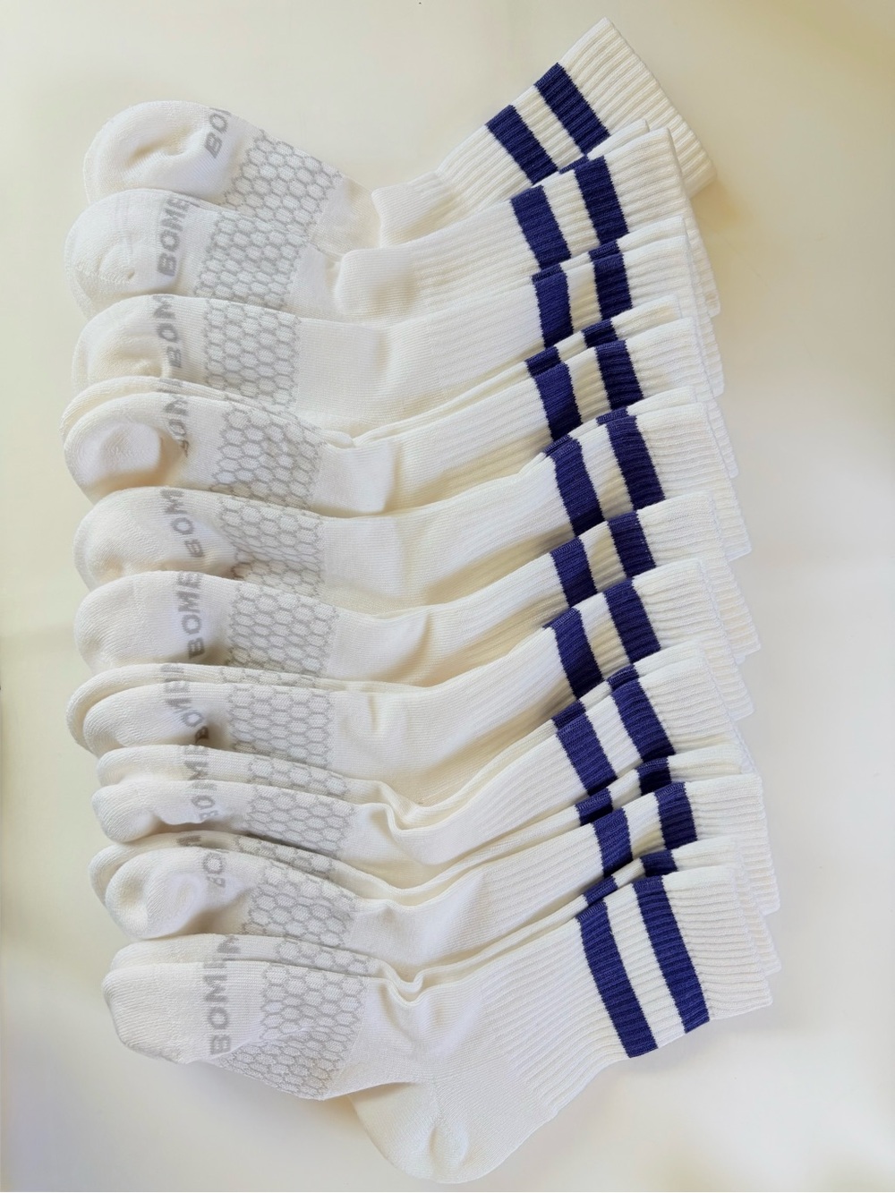 Bombas 9 Pack White Cushioned Half Calf Socks Size S